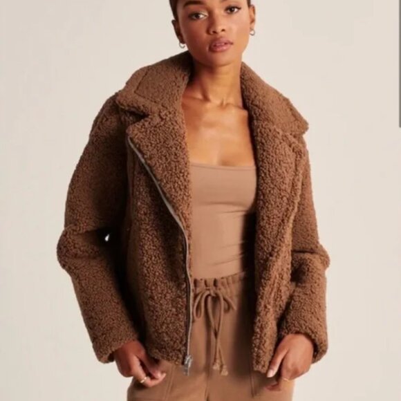 Abercrombie & Fitch Brown Teddy Sherpa Jacket- S - Picture 1 of 5